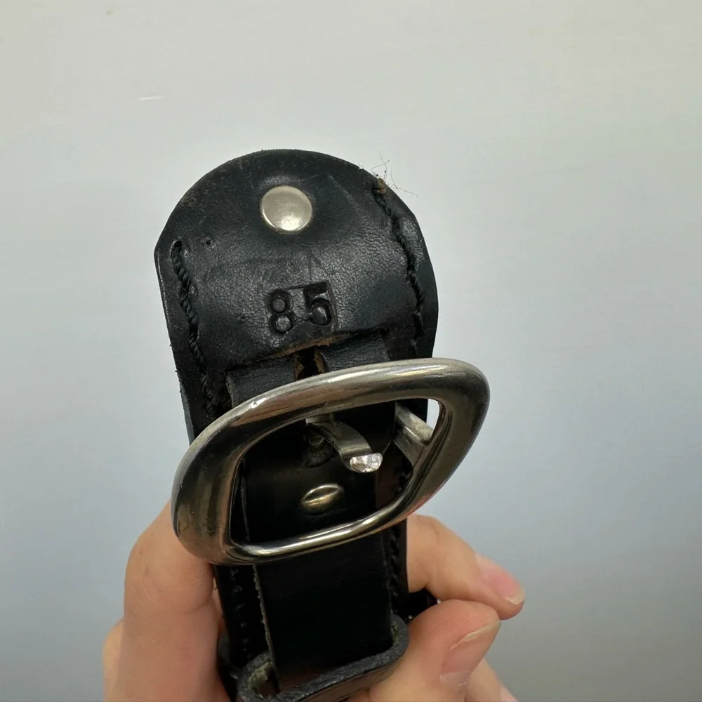 ⛔️SOLD⛔️Losco Of Paris Vintage Black Leather Belt Silver Tone Hardware Adjus - Picture 13 of 14